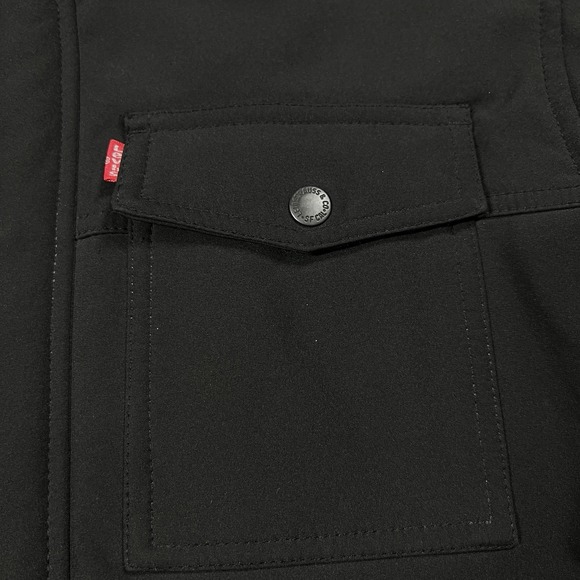 Levis Jacket Mens L Black Hooded Fleece Lined Insulated Winter Coat - Picture 10 of 15